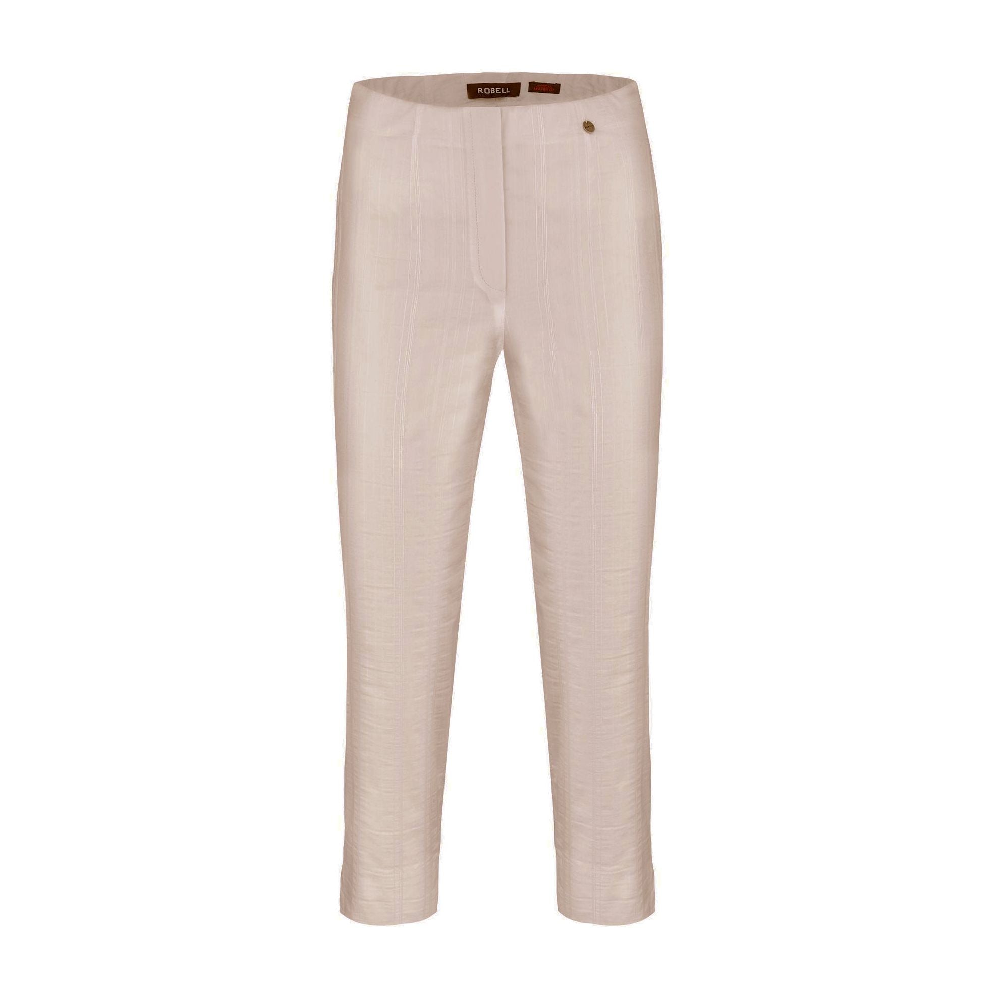 Robell Women’s Trousers Capri Seersucker Marie 07 55cm | 51576 54554 | Col - 14 Beige