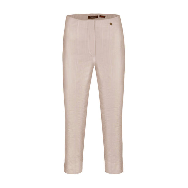 Robell Women’s Trousers Capri Seersucker Marie 07 55cm | 51576 54554 | Col - 14 Beige