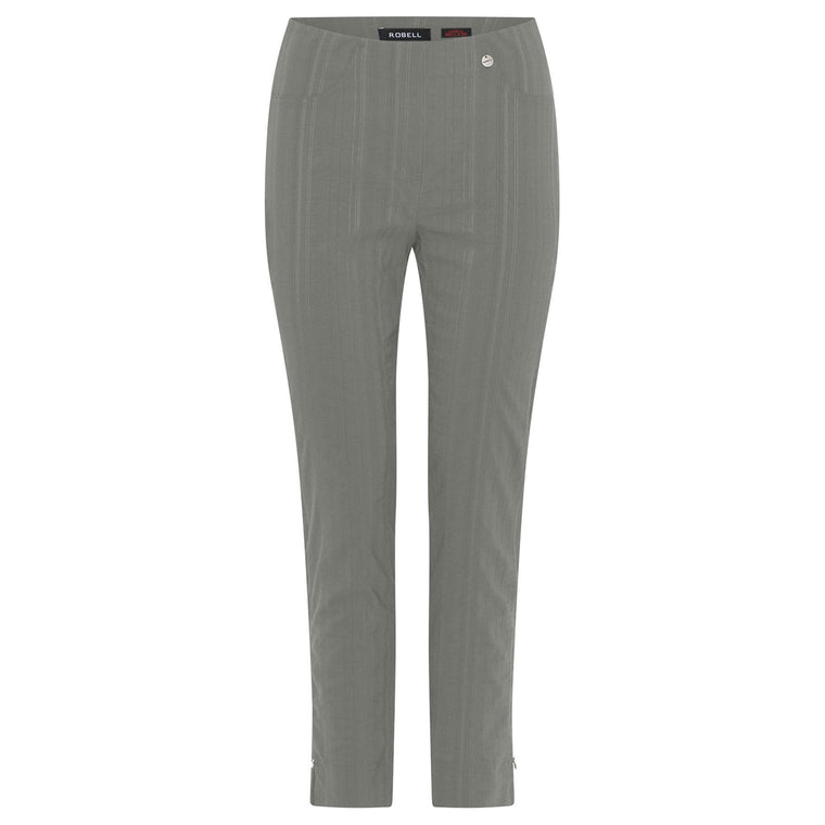 Robell Women’s Trousers Capri Seersucker Marie 07 55cm | 51576 54554 | Col - 881 Khaki