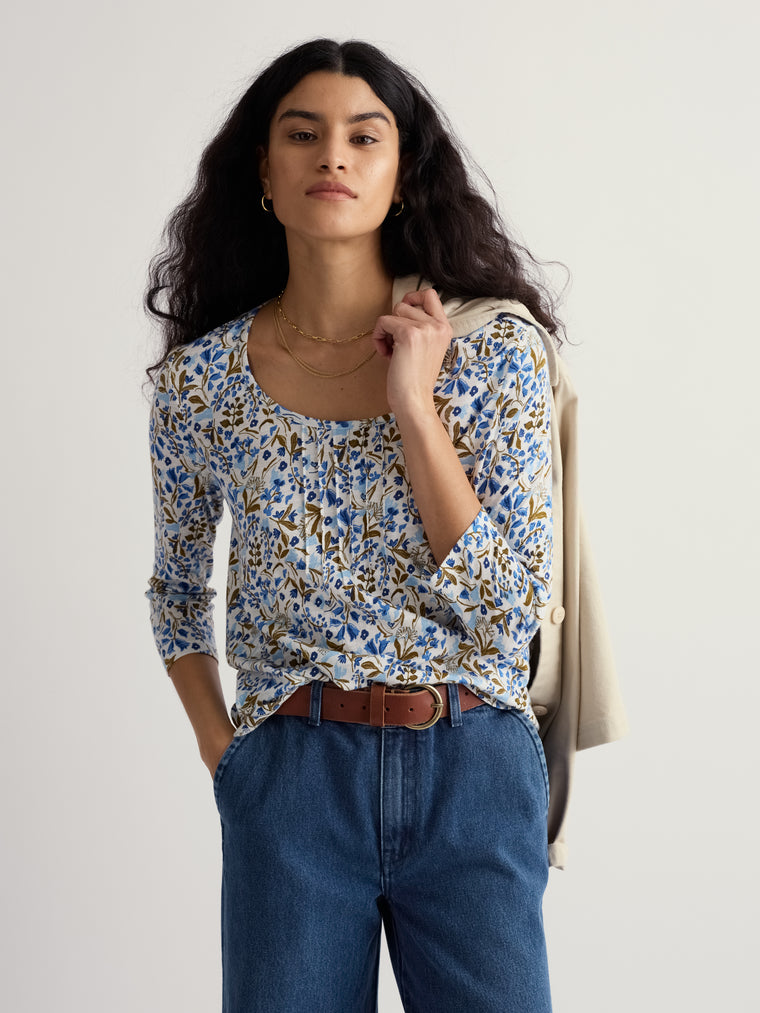 Seasalt Women's Penhollow Top | Woodland Floral Chalk