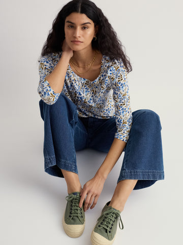 Seasalt Women's Penhollow Top | Woodland Floral Chalk