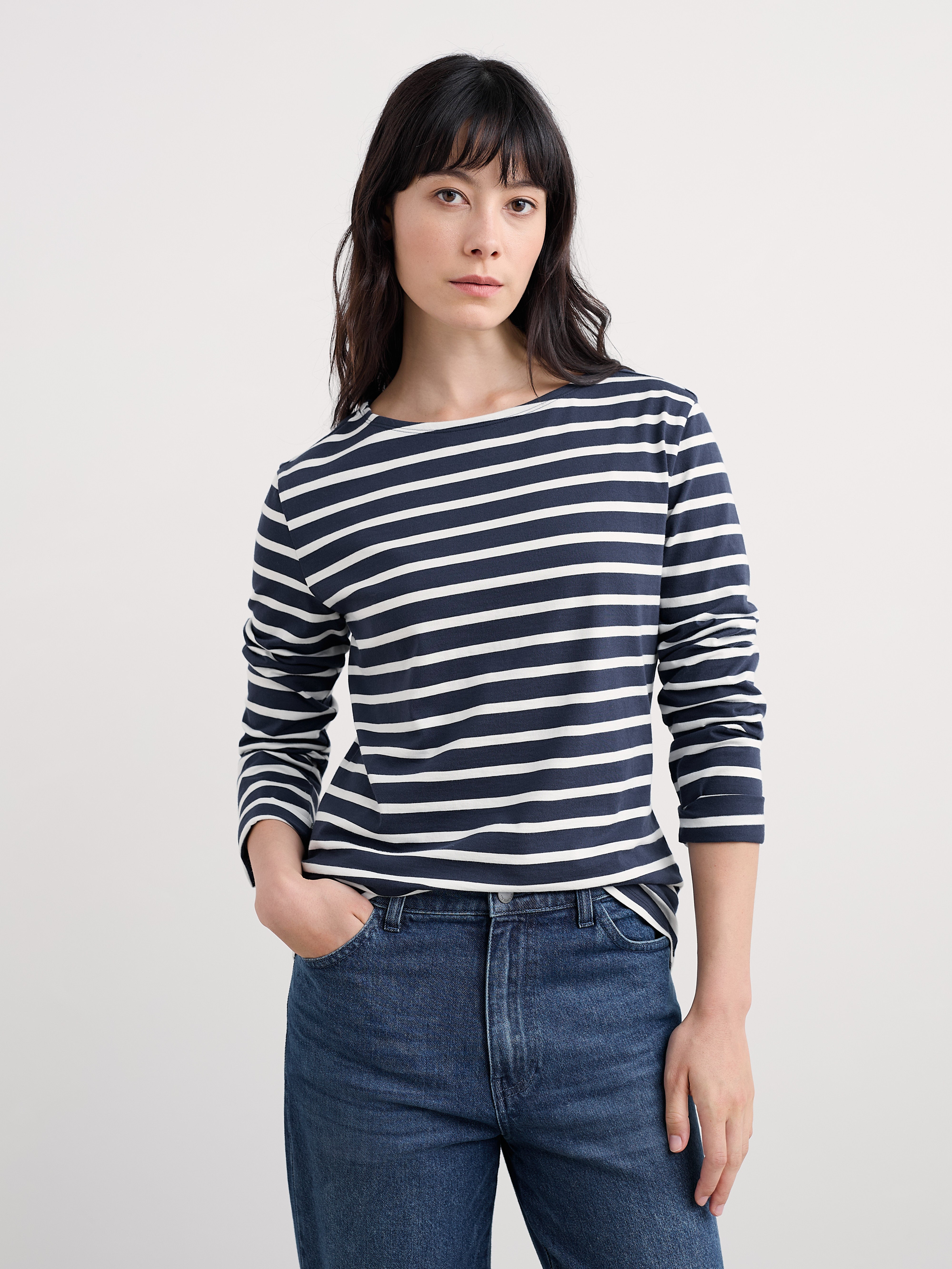 Seasalt Womens Sailor Shirt | Breton Maritime Chalk