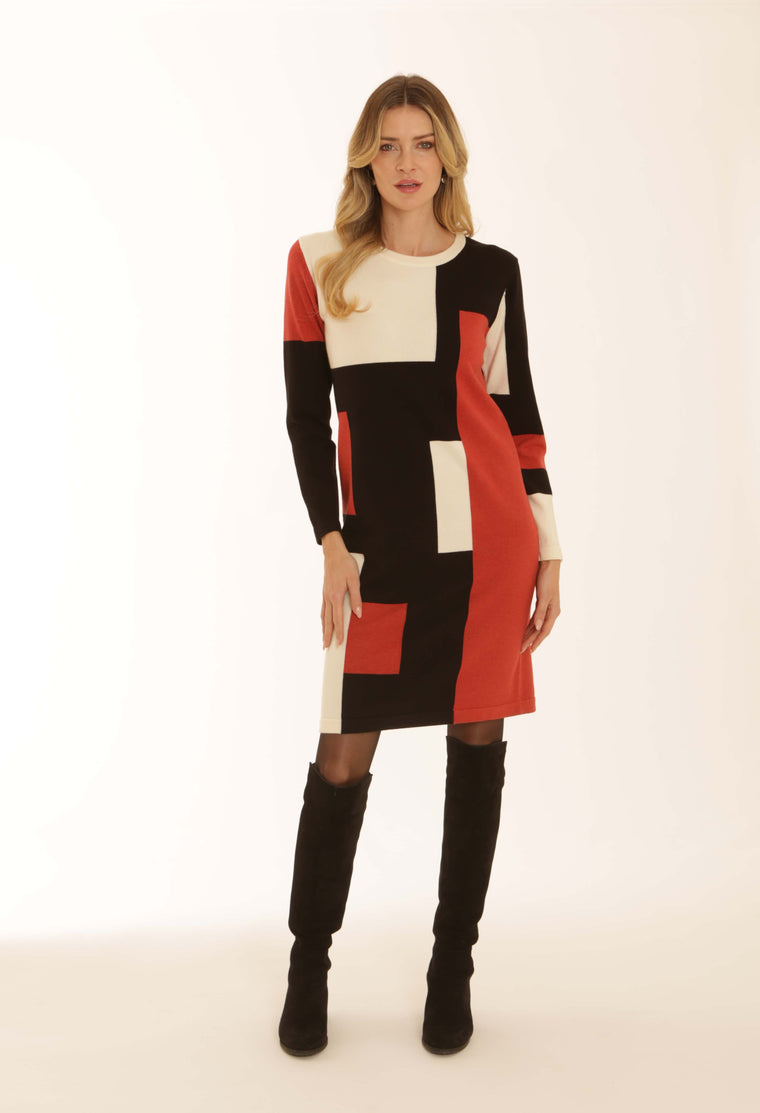 Pomodoro Women's Colour Block Dress - Spice