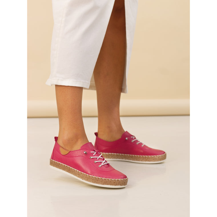 Lunar Womens Leather Plimsole Evie | Raspberry