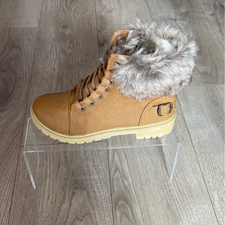 Boots Women’s Faux Fur Ankle Boots | Camel R29015-2