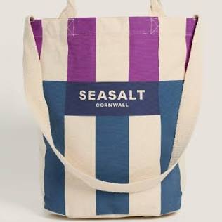 Seasalt Women's Lincolnshire Canvas Tote Bag Split Stripe Wild Orchid