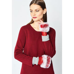 Jayley Women’s Fingerless Gloves Fur Trim | GLVF406A