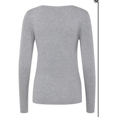 Ichi Women's Jumper | Mafa Vls Melange V Neck Jumper Grey