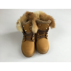 Boots - Women’s Fur Ankle Boots | Camel EN172-2
