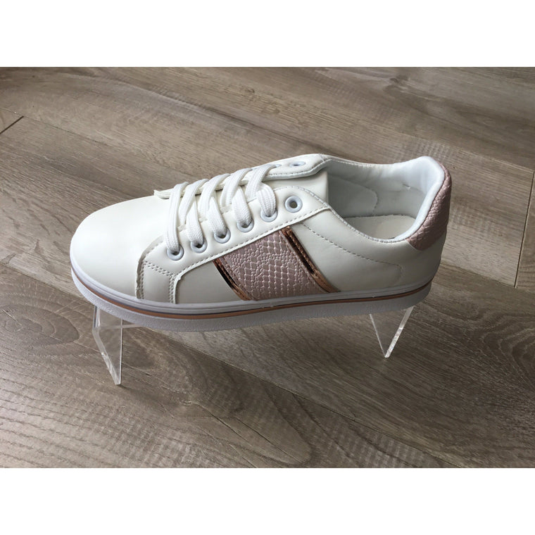 Shoe Trainers Womens Lace Up | White / Pink YD159