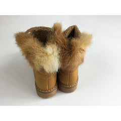 Boots - Women’s Fur Ankle Boots | Camel EN172-2