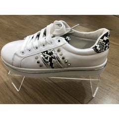 Shoes Trainers White Platform Silver Trim | YD102