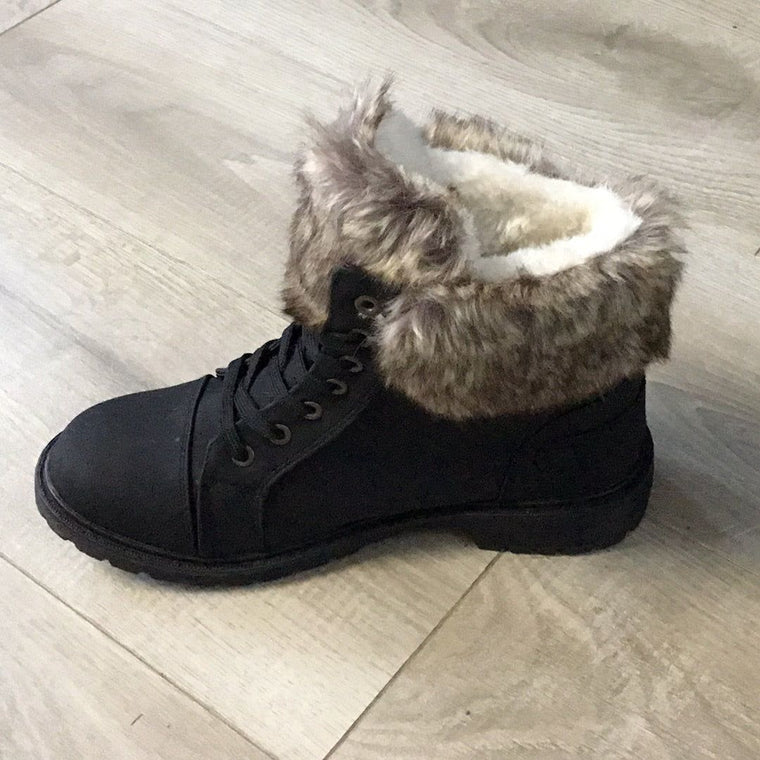 Boots Women’s Faux Fur Ankle Boots | Black R29015-1