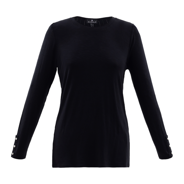 Marble Women's Round Neck Top Black | 6401 101